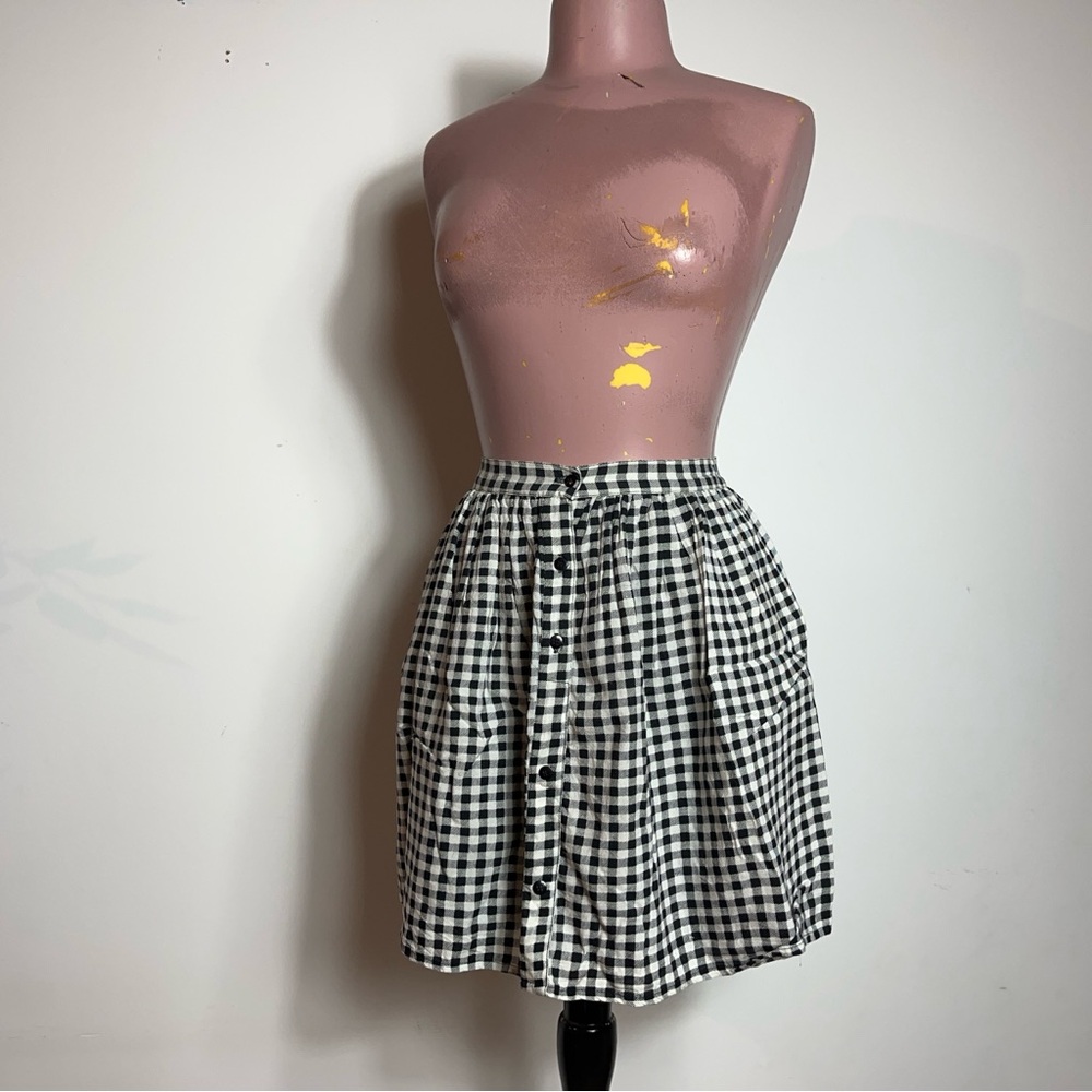 LA COMPAŃIA FANTASTICA Black and White Gingham Mini Skirt